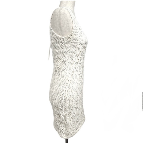 Karin Morgan 100% Cotton Crochet Mini Tank Dress. Cream. Size M #687 - Picture 4 of 6